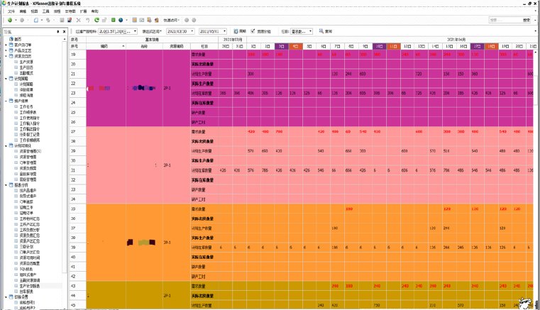 XPlanner APS 主生产计划界面